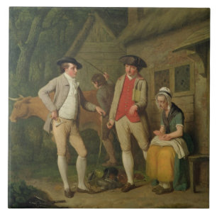 Azulejo De Cerámica La vaca y las mercancías de la variedad de manzan