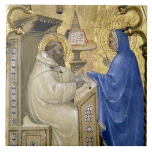 Azulejo De Cerámica La Virgen que aparece a St Bernard, detalle de a