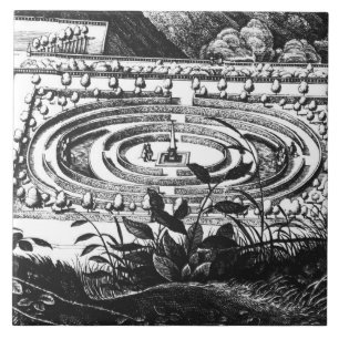 Azulejo De Cerámica Laberinto en Heidelberg, Hortus Palatinus (engravi