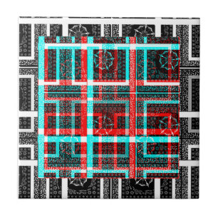 Azulejo De Cerámica Laberinto Geométrico Cuadrado Colorido Patrón Cuad