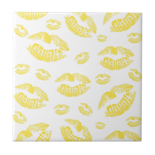 Azulejo De Cerámica Labios amarillos (Frente)