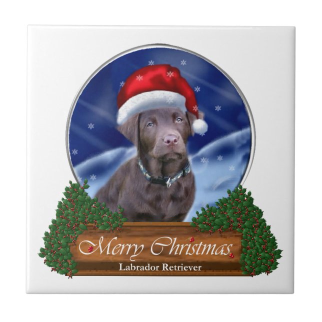 Azulejo De Cerámica Labrador Recuperador Navidades (Frente)