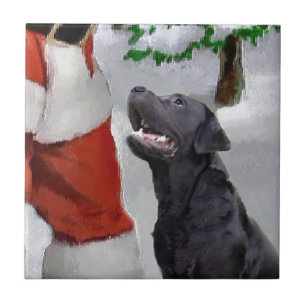 Azulejo De Cerámica Labrador Recuperador Navidades