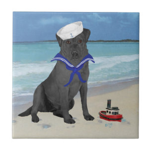 Azulejo De Cerámica Labrador Retriever Negro Marinero
