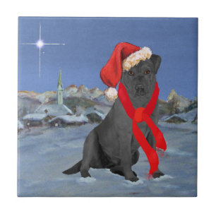 Azulejo De Cerámica Labrador Retriever Negro Navidad