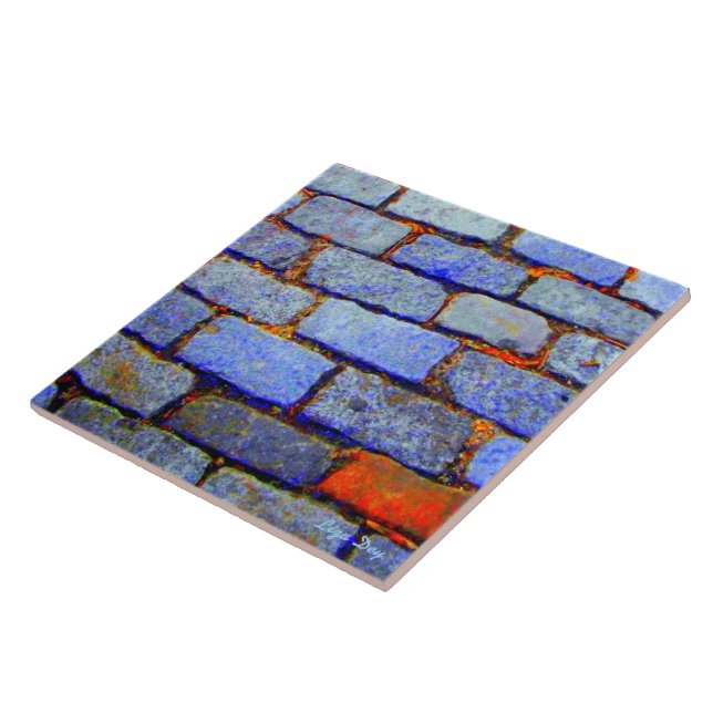 Azulejo De Cerámica Ladrillos urbanos (azules) Tile/Trivet (Lado)