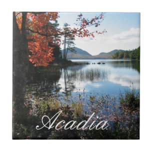 Azulejo De Cerámica Lago Eagle, otoño, Parque Nacional Acadia, Maine