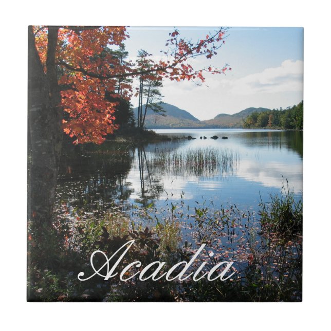 Azulejo De Cerámica Lago Eagle, otoño, Parque Nacional Acadia, Maine (Frente)