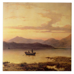 Azulejo De Cerámica Lago Etive, de Bonawe - tarde, 1875 (aceite en el