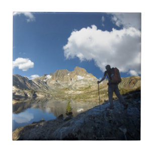 Azulejo De Cerámica Lago Garnet y pico de banner 2 - Sendero John Muir