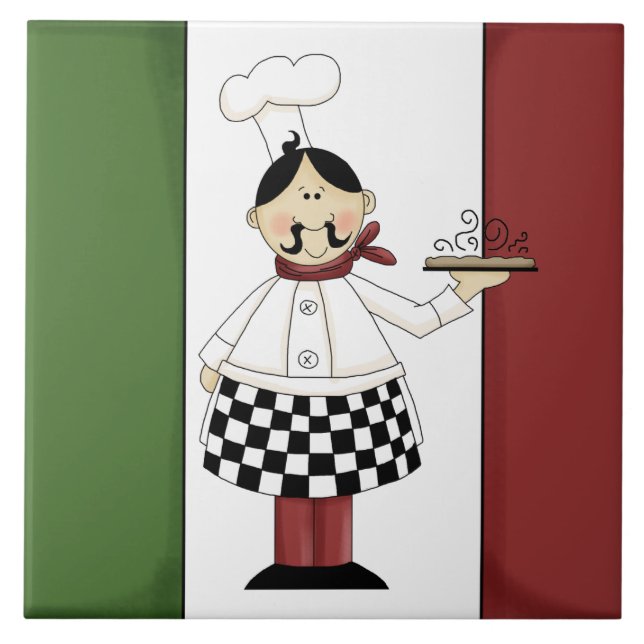 Azulejo De Cerámica Lámina de cocina divertida de Chef Italiano (Frente)