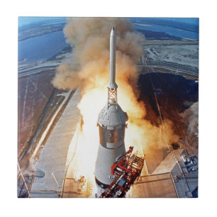 Azulejo De Cerámica Lanzamiento del cohete del alunizaje de Apollo 11 