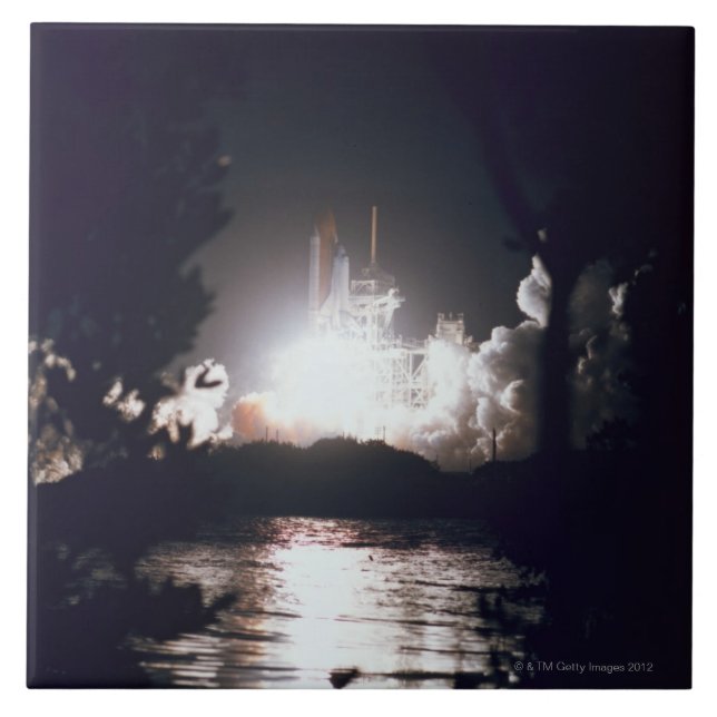 Azulejo De Cerámica Lanzamiento del transbordador espacial (Frente)