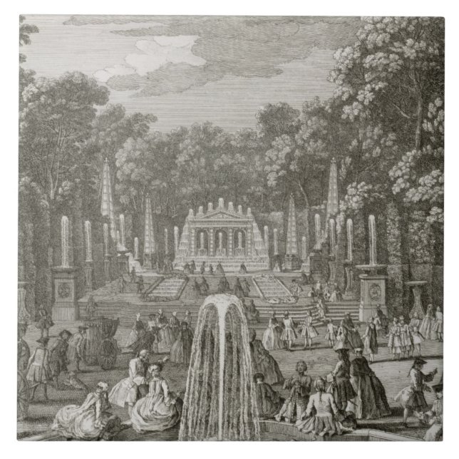 Azulejo De Cerámica L'Arc de Triomphe, Versalles (grabado) (Frente)