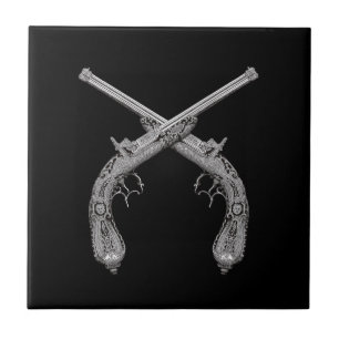 Azulejo De Cerámica Las armas antigüedades agotadoras negras