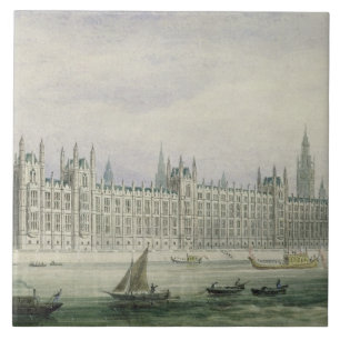 Azulejo De Cerámica Las casas del parlamento (grafito, pluma y tinta y