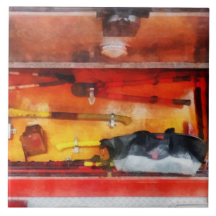 Azulejo De Cerámica Las herramientas de los bomberos del comercio