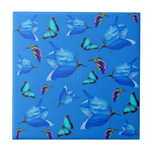 Azulejo De Cerámica Las Mariposas Y Flores De Campana De Los Pescadore