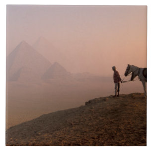 Azulejo De Cerámica Las pirámides de África, Egipto, El Cairo, Giza 