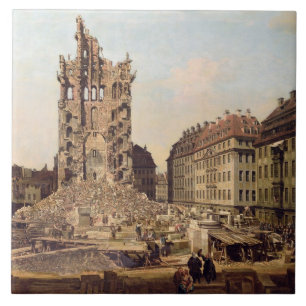 Azulejo De Cerámica Las ruinas del Kreuzkirche viejo, Dresden
