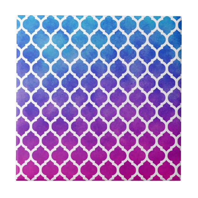 Azulejo De Cerámica Latencia marroquí rosa azul morado (Frente)