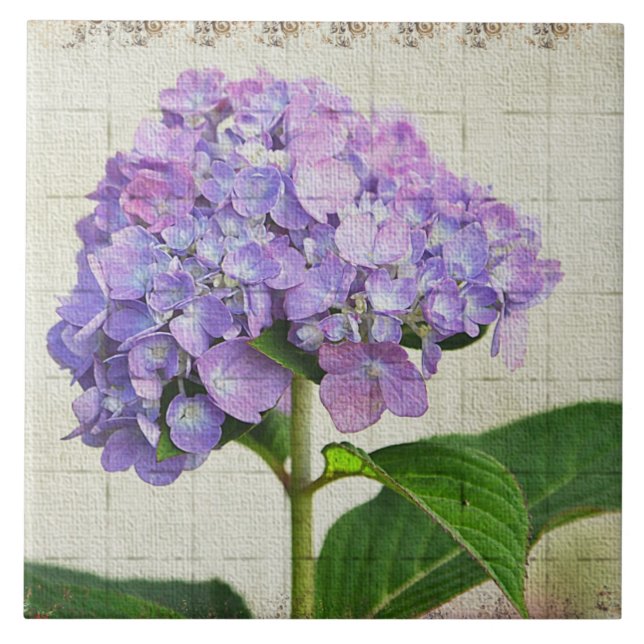 Azulejo De Cerámica Lavender Hydrangea Tile (Frente)