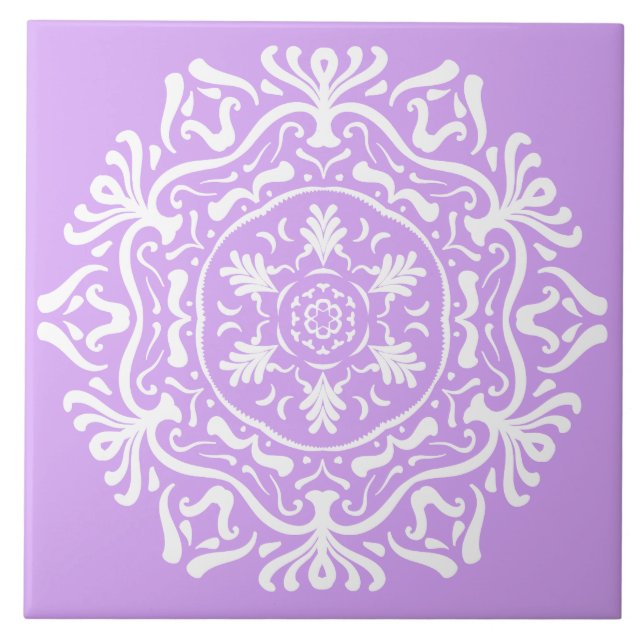 Azulejo De Cerámica Lavender Mandala (Frente)