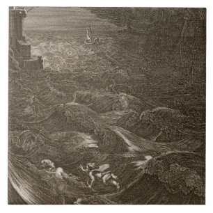 Azulejo De Cerámica Leander nada sobre el Hellespont para resolver su
