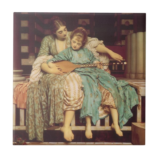 Azulejo De Cerámica Lección de música de Lord Frederic Leighton (Frente)