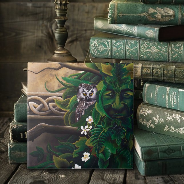 Azulejo De Cerámica Lechuza Verde Celta (Subido por el creador)