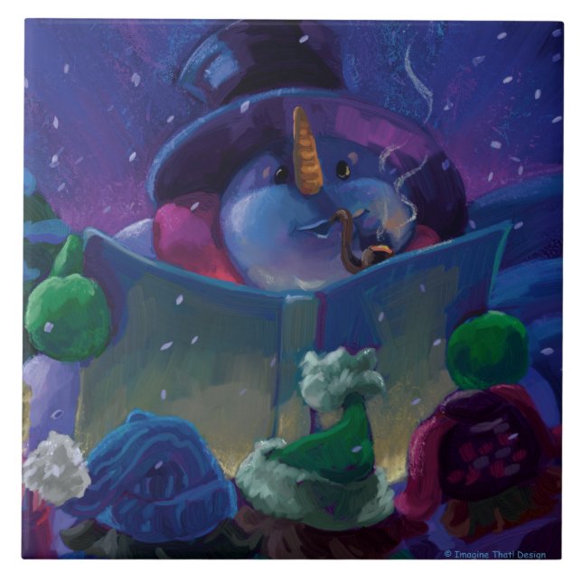 Azulejo De Cerámica Lectura en invierno (Frente)