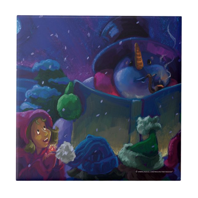 Azulejo De Cerámica Lectura en invierno (Frente)