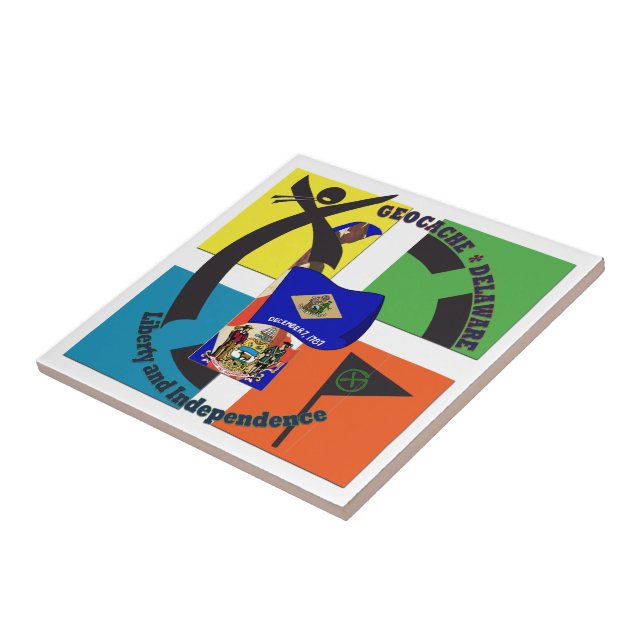 AZULEJO DE CERÁMICA LEMA DELAWARE GEOCACHER DEL ESTADO (Lado)