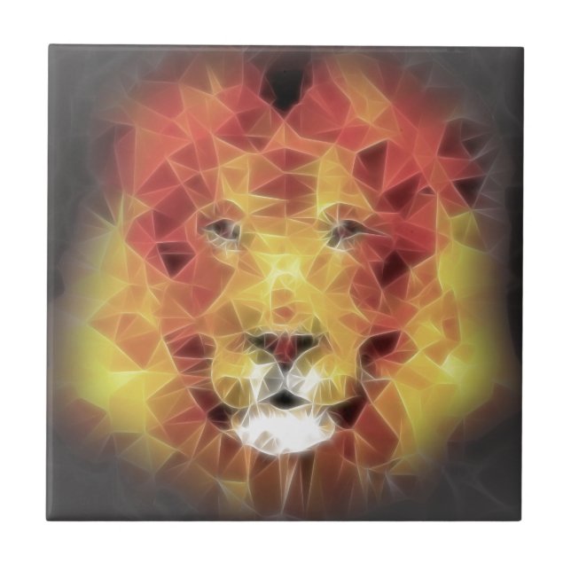 Azulejo De Cerámica León fractal (Frente)