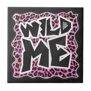 Azulejo De Cerámica Leopard Wild Me Black and Hot Pink Design