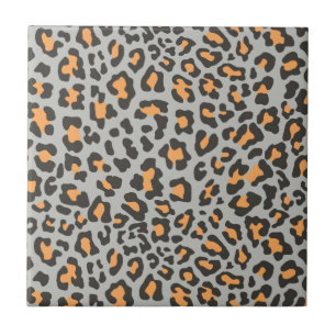Azulejo De Cerámica Leopardo Imprimir negro, gris, Naranja