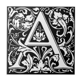Azulejo De Cerámica Letra A Monograma Medieval Art Nouveau
