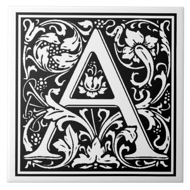 Azulejo de cerámica - Letra de monograma A (Frente)