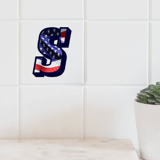 Azulejo De Cerámica Letra estadounidense de bandera "S", mosaico grand