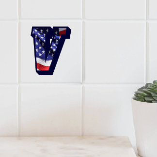 Azulejo De Cerámica Letra estadounidense de bandera "V", mosaico grand