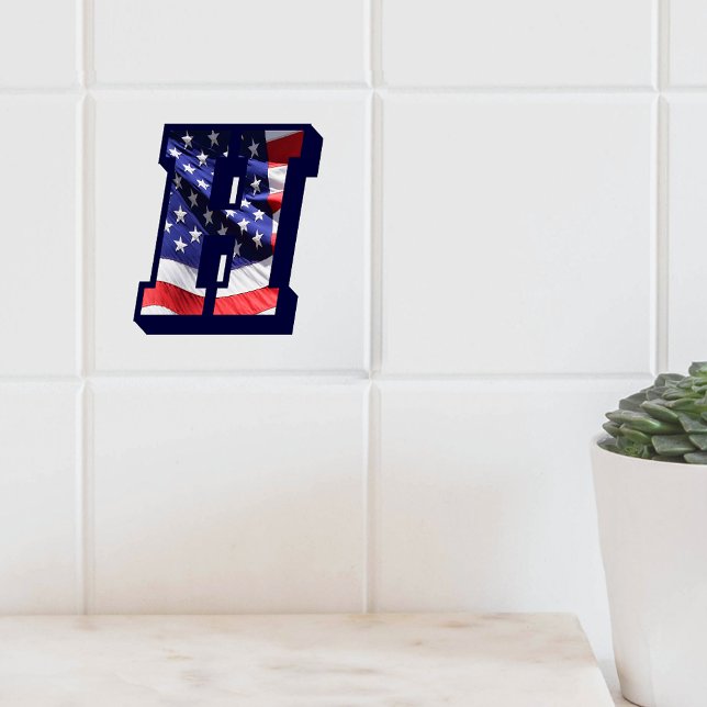 Azulejo De Cerámica Letra estadounidense de la bandera "H", mosaico gr (Zazzle American Flag Letter H Large Photo Ceramic Tile Cover)