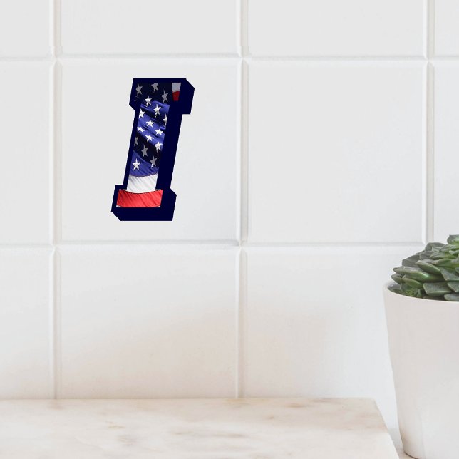 Azulejo De Cerámica Letra estadounidense de la bandera "I", mosaico gr (American Flag Letter "I" Large Photo Ceramic Tile)