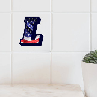 Azulejo De Cerámica Letra estadounidense de la bandera "L" minúscula m