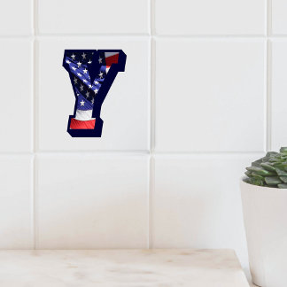 Azulejo De Cerámica Letra estadounidense de la bandera "Y", mosaico gr