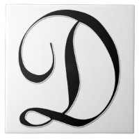 Letra geessele D en mosaico monograma negro