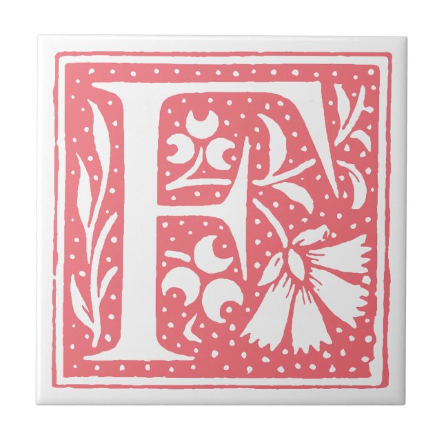 Azulejo De Cerámica Letra localizada F mosaicos monogramados (Frente)