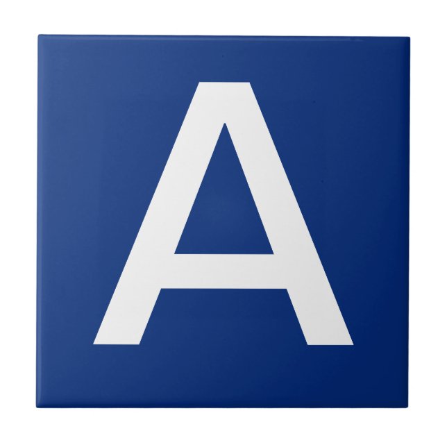 Azulejo De Cerámica Letra mosaico azul blanco (Frente)