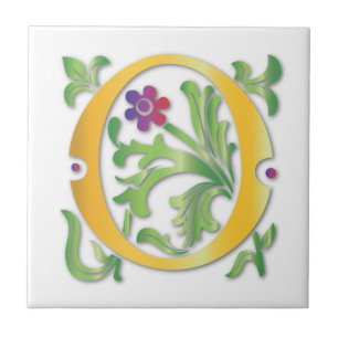 Azulejo De Cerámica Letra O Monograma Fleur de lis
