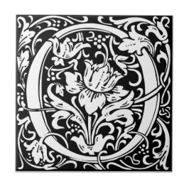 Azulejo De Cerámica Letra O Monograma Medieval Art Nouveau