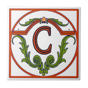 Azulejo De Cerámica Letra roja española mosaico C
